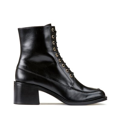 Lace-Up Ankle Boots in Leather with Heel LA REDOUTE COLLECTIONS