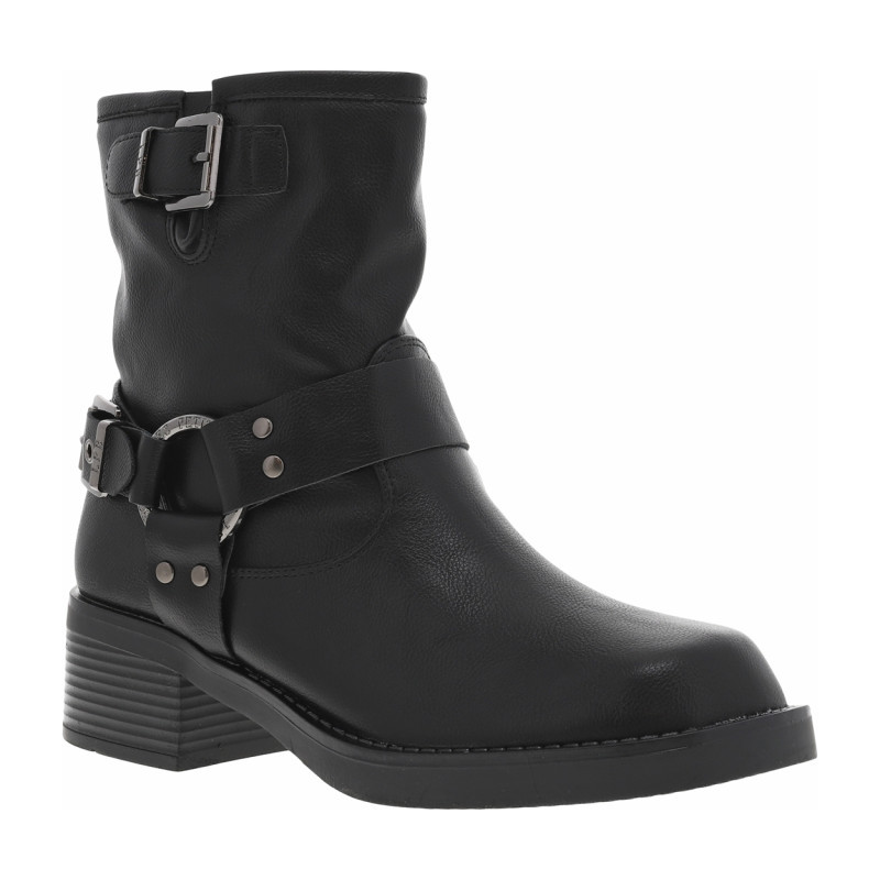Boots noires à talon décroché bas et à boucle à ardillon avec brides, LPB Les P'tites Bombes