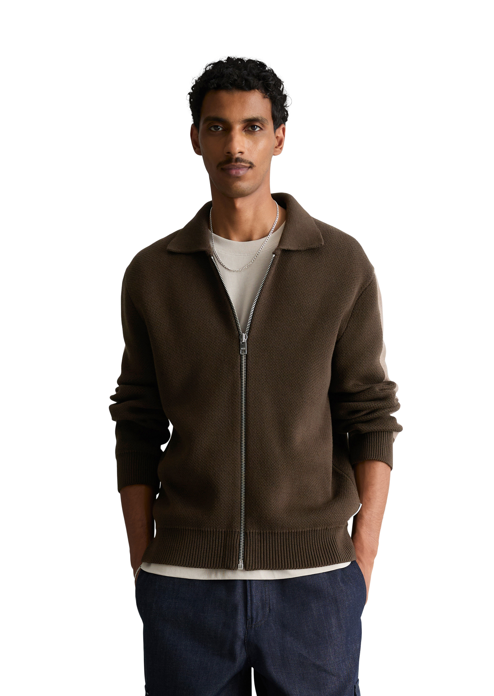 Cardigan décontracté en maille épaisse de coton bio, MARC O’POLO DENIM