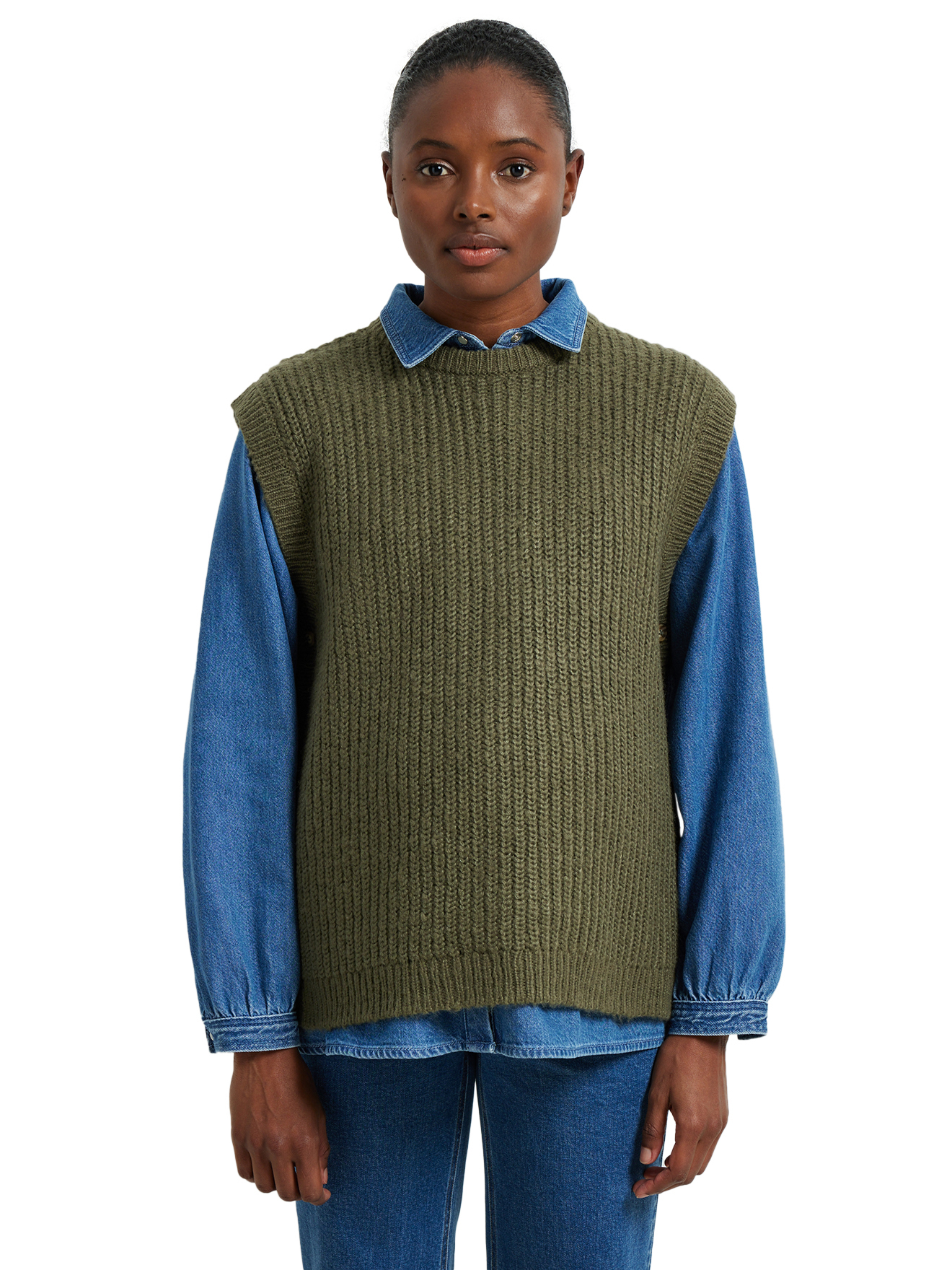 Pull sans manches côtes perlées de grossesse, VERTBAUDET