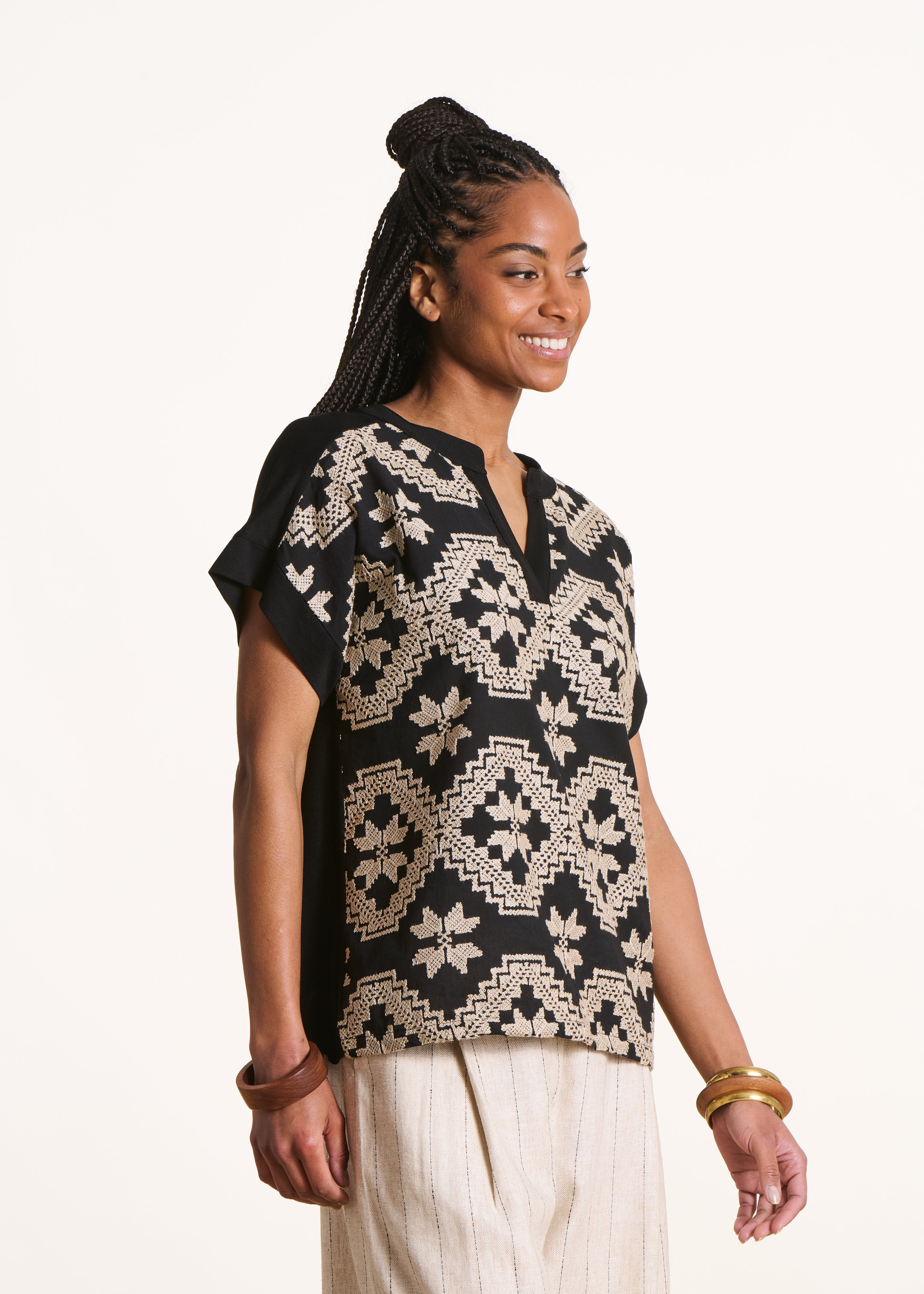 T-shirt oversize col tunisien, LA FEE MARABOUTEE