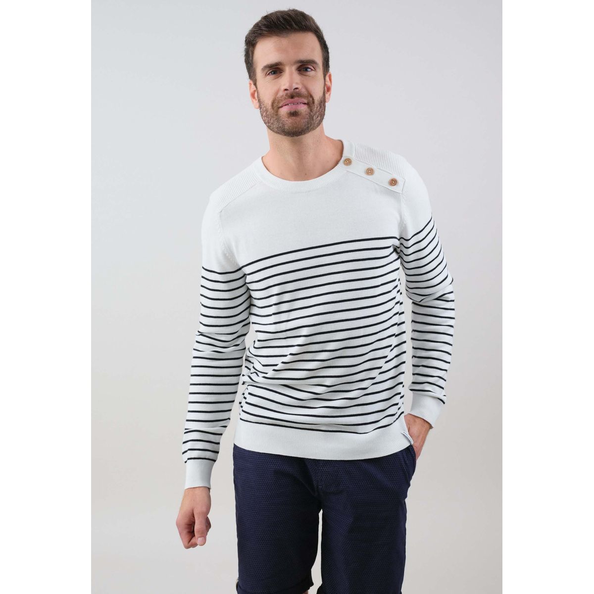 Pull ray noir et blanc homme La Redoute