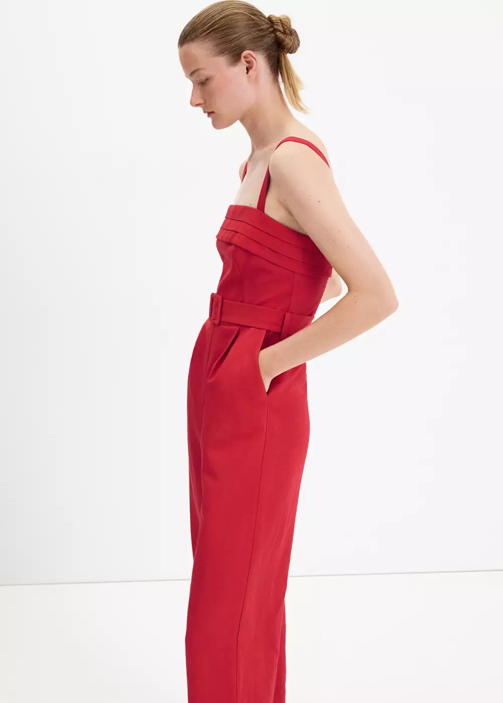 Combinaison lin ceinture, MANGO