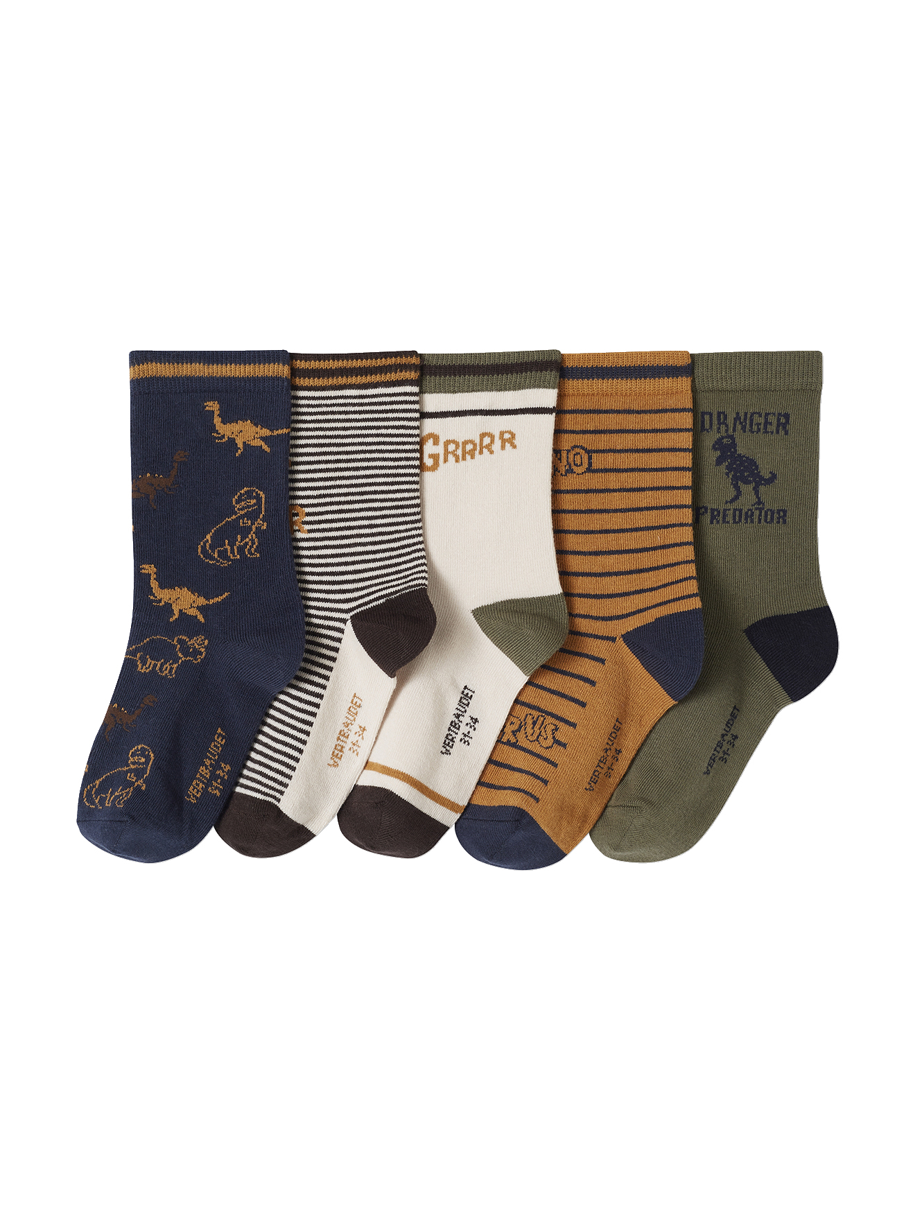 Lot de 5 paires de chaussettes "dino", VERTBAUDET