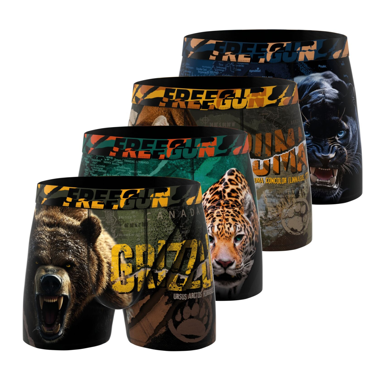 Lot De 4 Boxers Savage Animals, FREEGUN