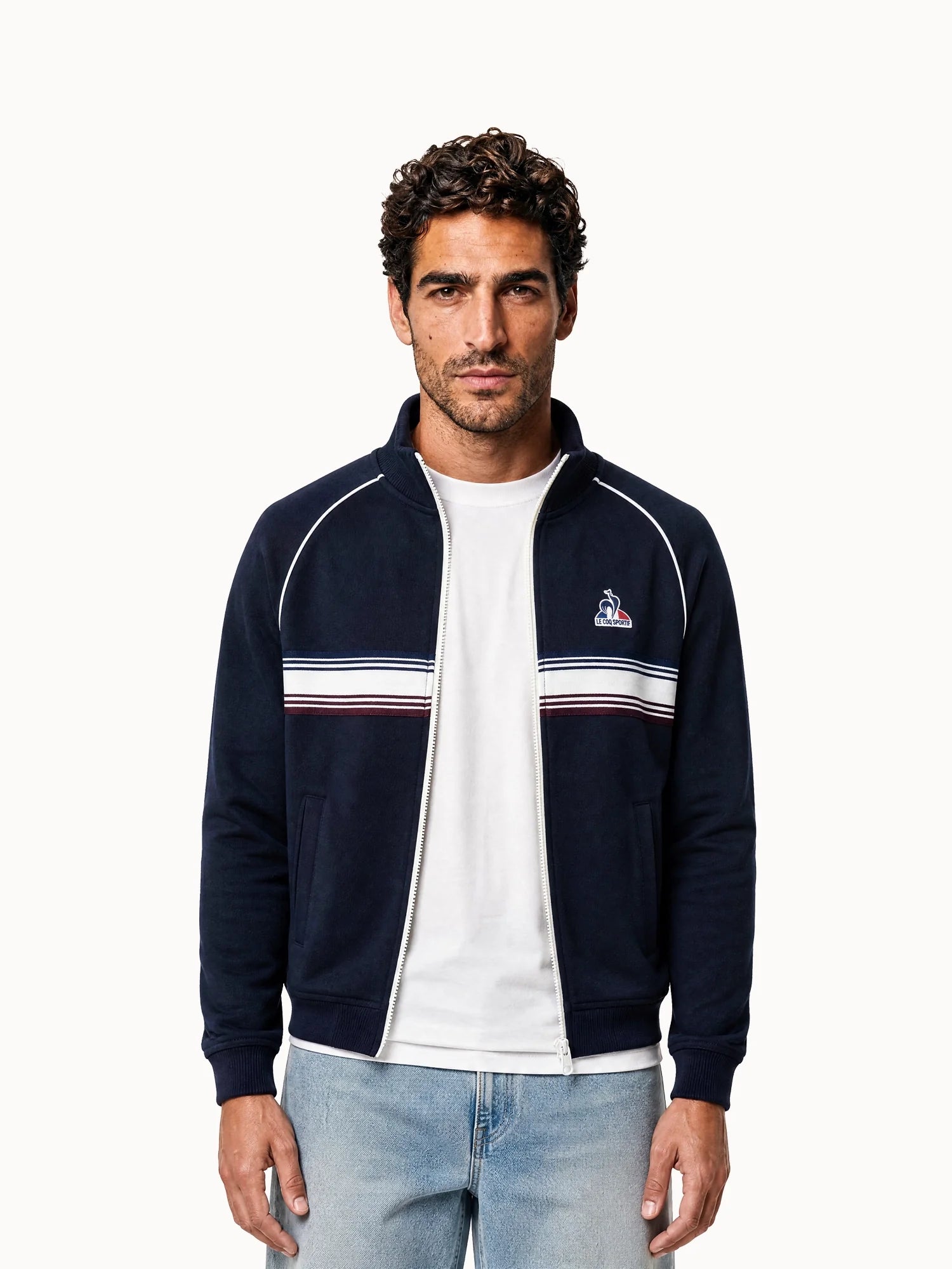 Veste zippée en double face avec bande rayée Tricolores, LE COQ SPORTIF