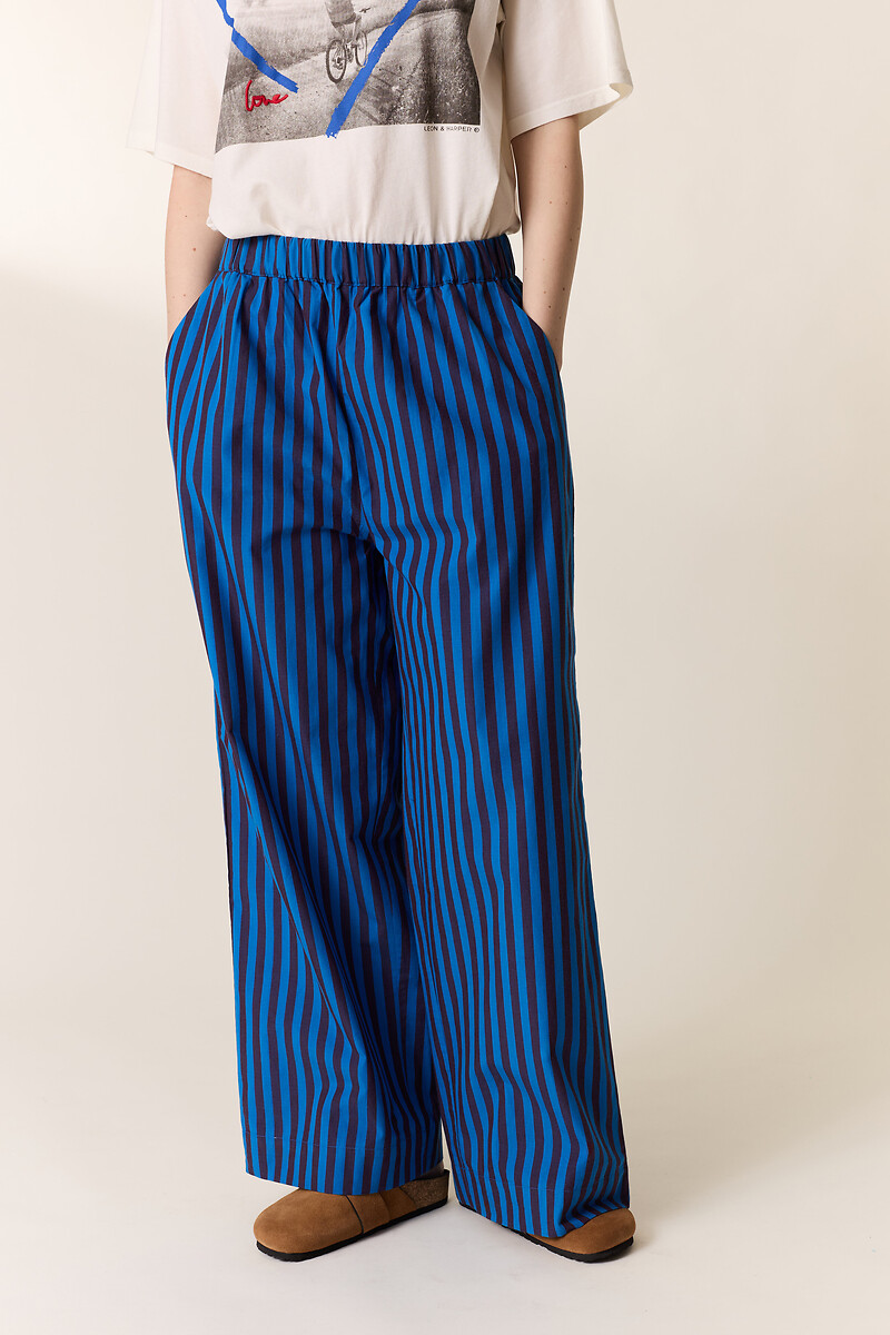 Pantalon large rayé à taille élastiquée, PARTOS, LEON & HARPER