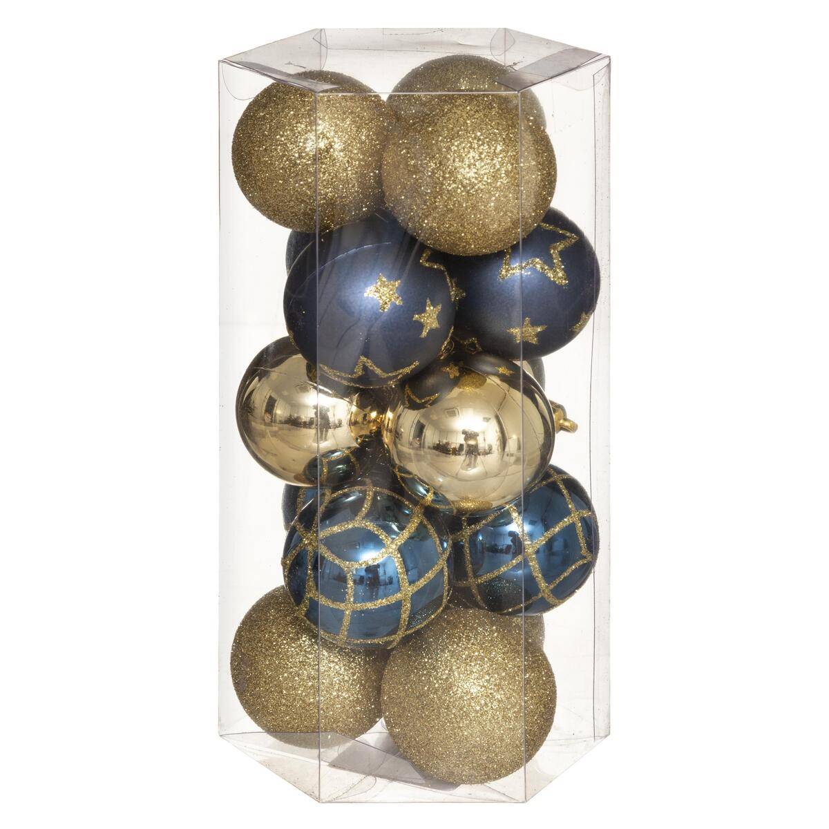 Lot de 15 boules de Noël lisses et décorées D.5 cm, FEERIC LIGHTS & CHRISTMAS