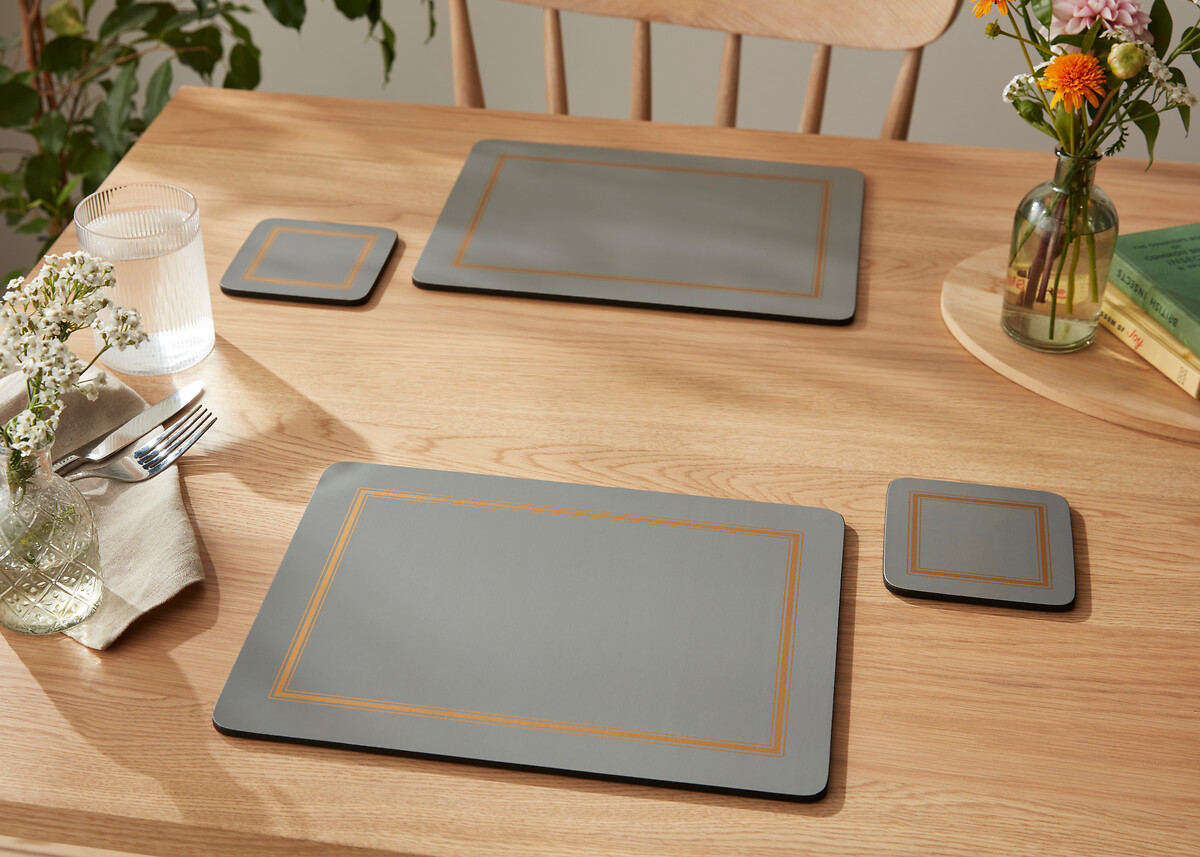 8-Piece Classic Grey Placemat & Coaster Set, PIMPERNEL