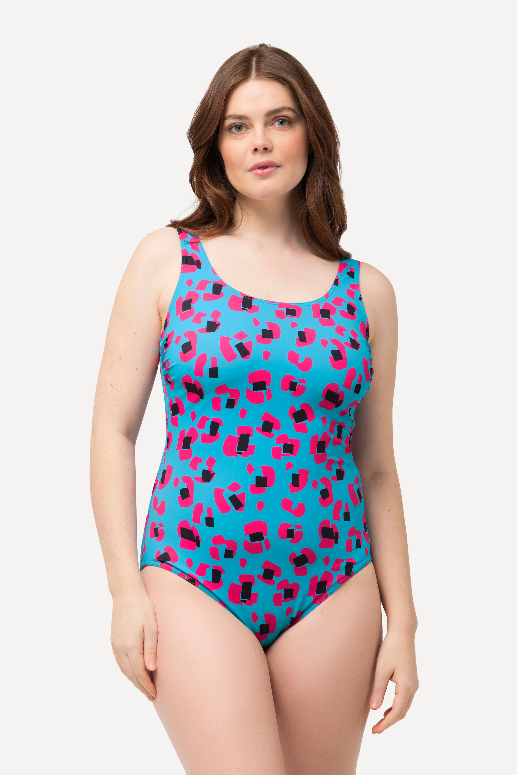Maillot de bain à imprimé fluo et fronces, ULLA POPKEN