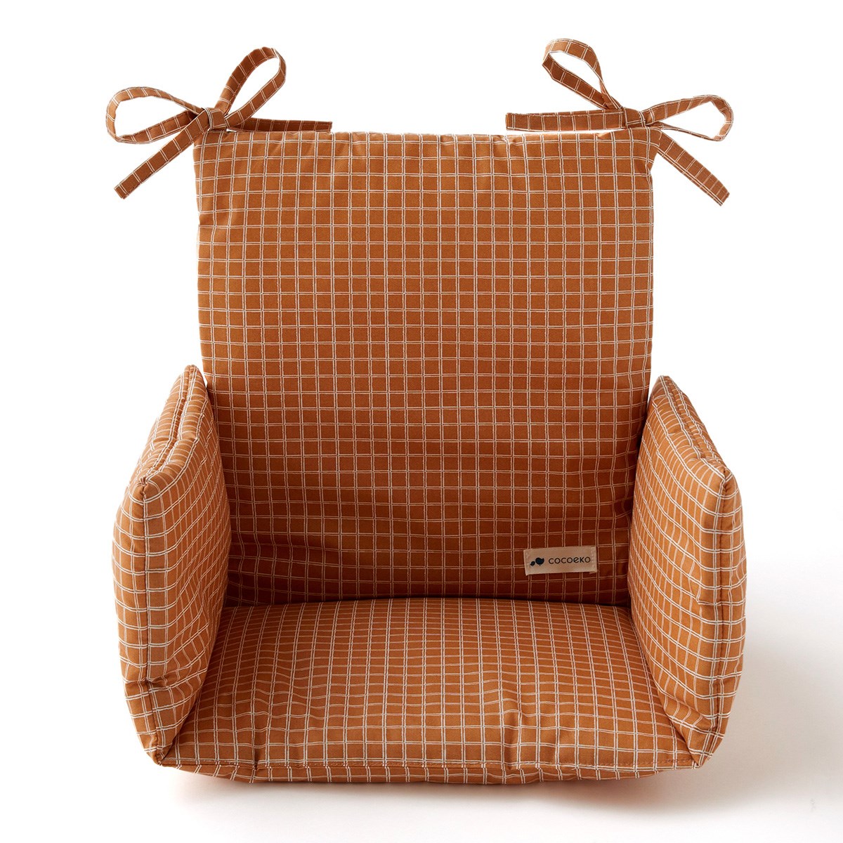 coussin chaise haute en coton enduit CARREAU CAMEL, COCOEKO