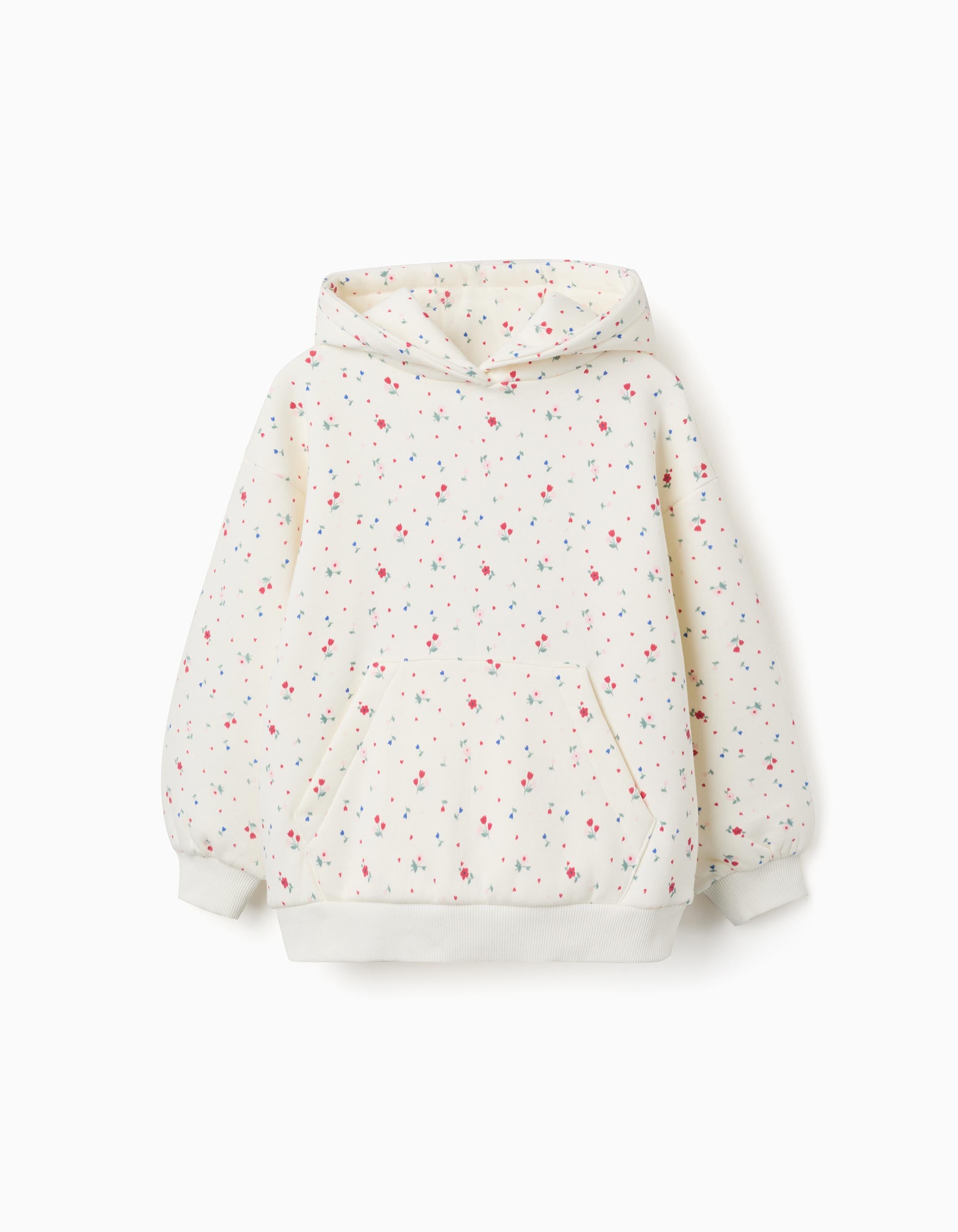 Sweat en coton peigné à capuche et motif floral, ZIPPY
