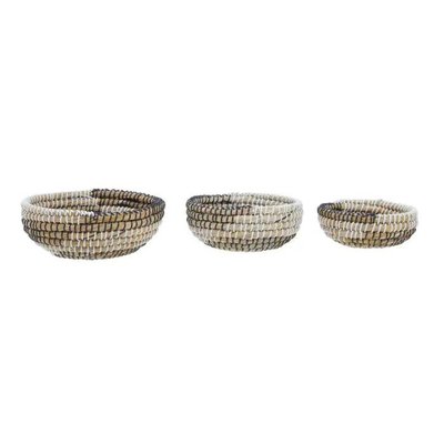 Set of 3 Natural Round Straw Baskets SO'HOME