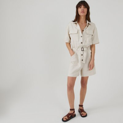 Linen Belted Playsuit LA REDOUTE COLLECTIONS