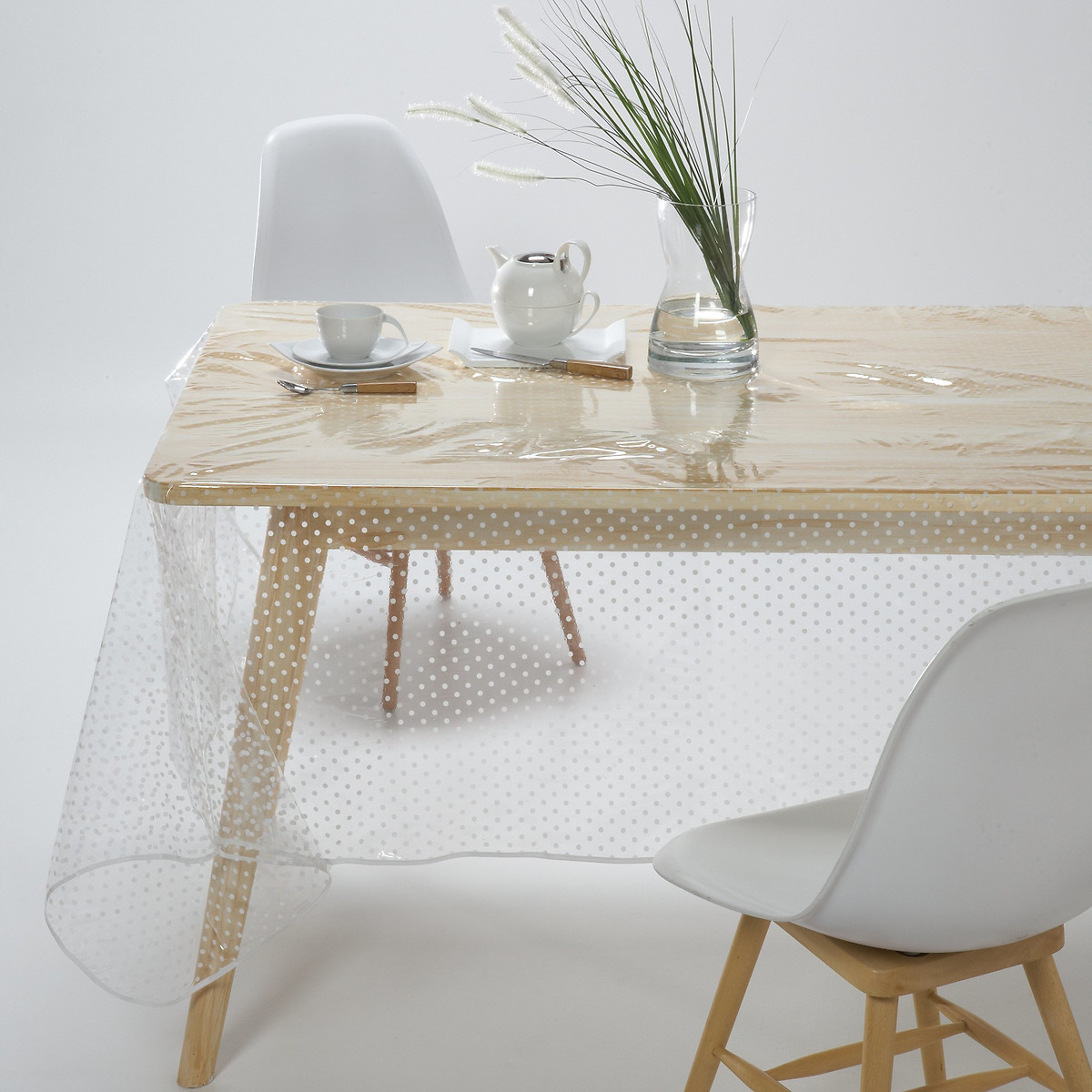 Transparent Tablecloth with Polka Dots