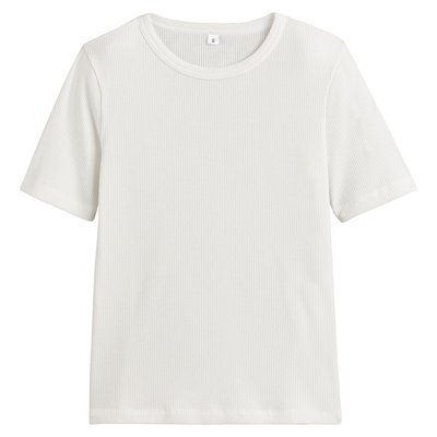 Finely Ribbed T-Shirt with Crew Neck LA REDOUTE COLLECTIONS