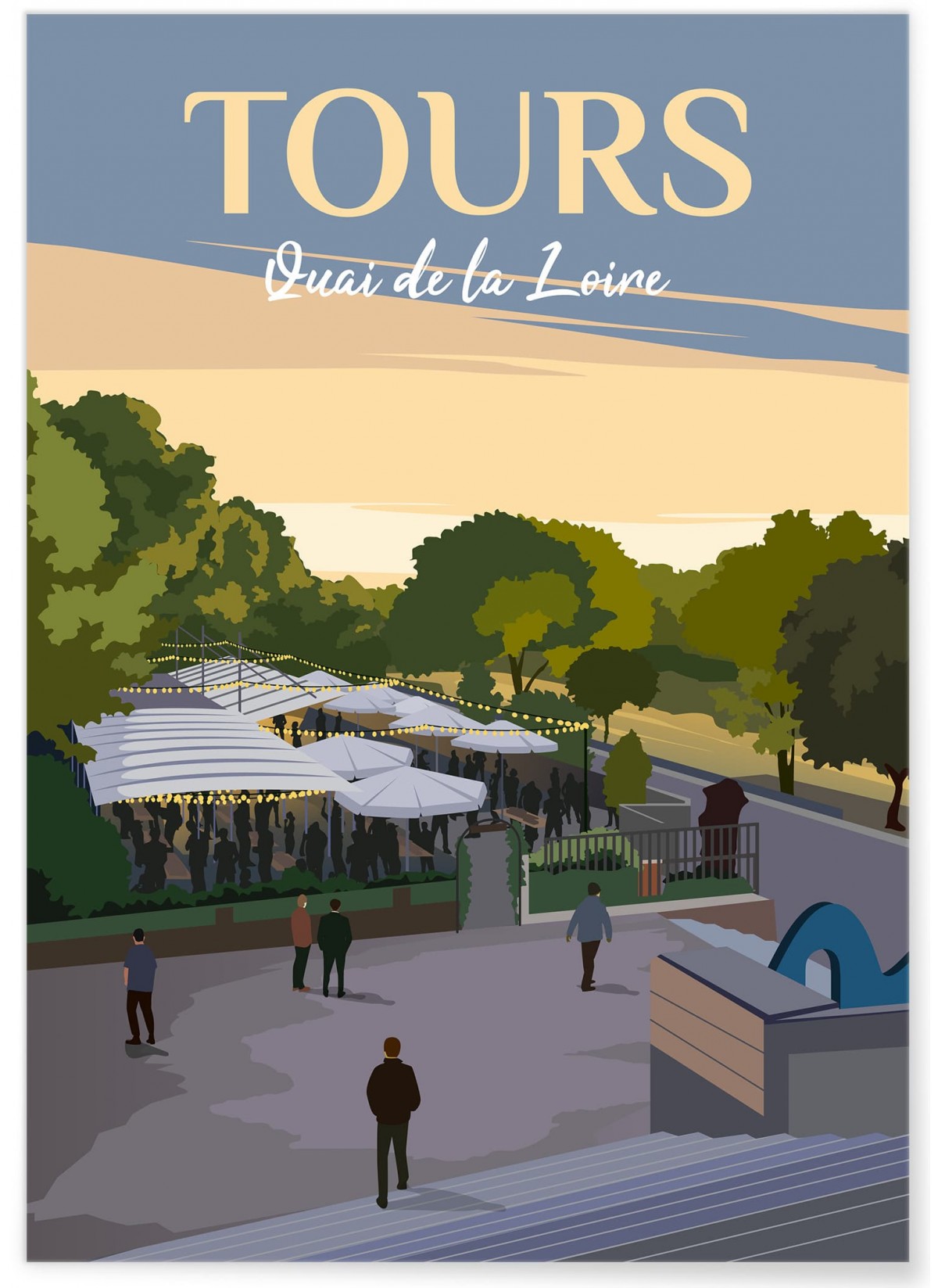 Affiche vintage ville Tours - Quai de la Loire, L'AFFICHERIE