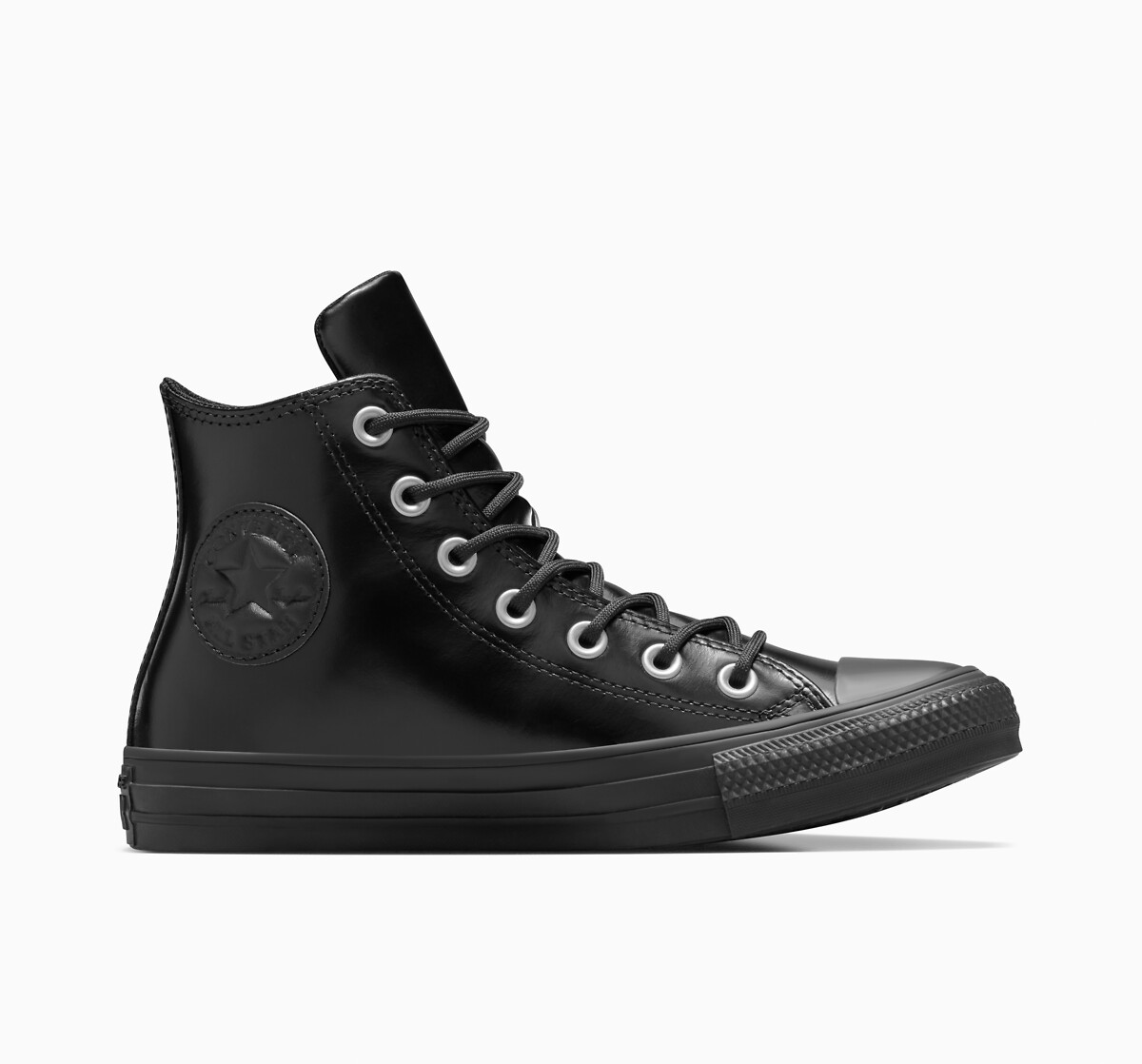 All black leather converse high tops on sale