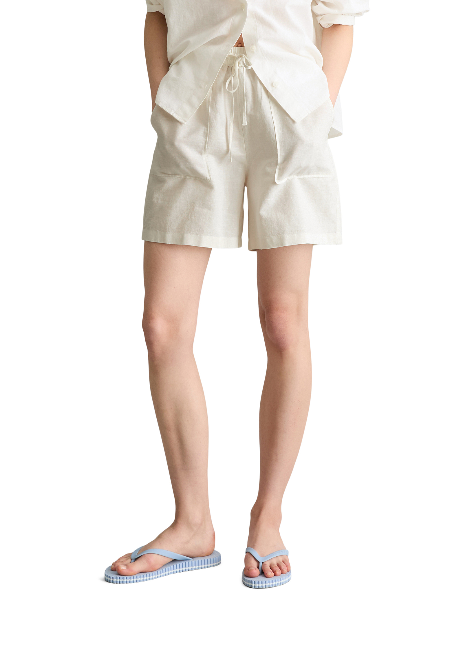 Pantalon à enfiler regular en mélange de lin et de coton, MARC O’POLO DENIM