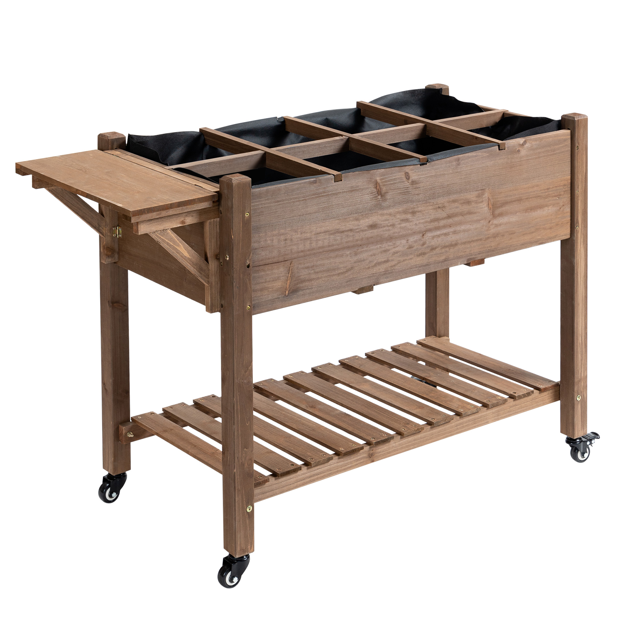Jardinière Sur Pied En Bois Sapin Gris - 90x30x90cm - Avec Treillis & étagère