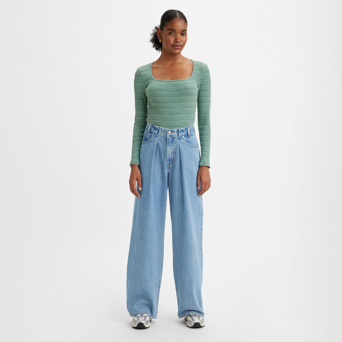 Folded pleated baggy jeans with high waist , ., Levi's | La Redoute