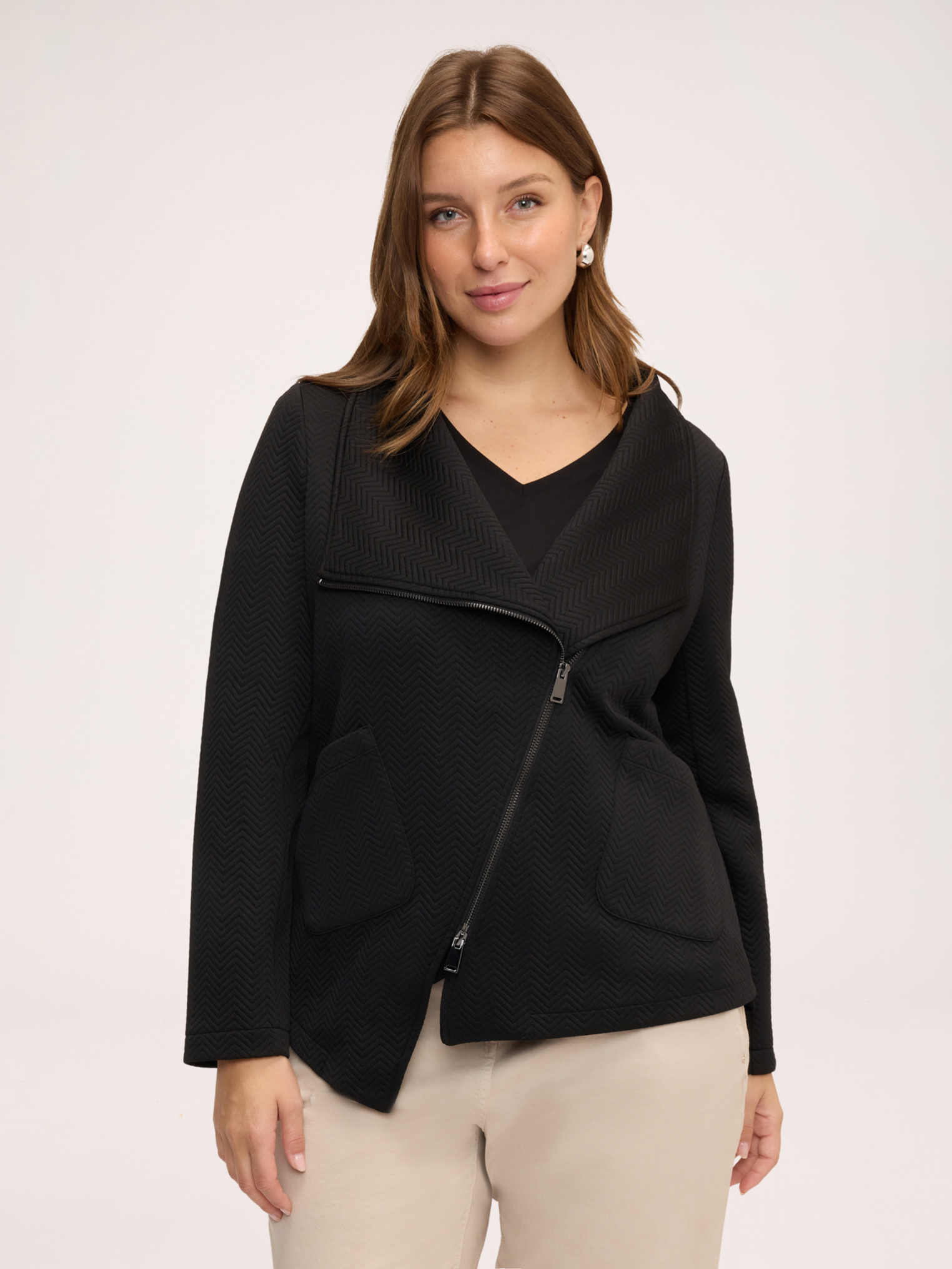 Sweat ouvert avec tissage à chevrons, FIORELLA RUBINO