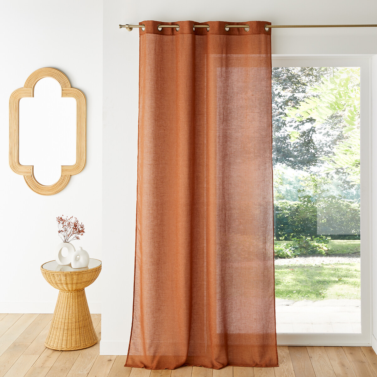 Voilage polyester et lin oeillet Aron