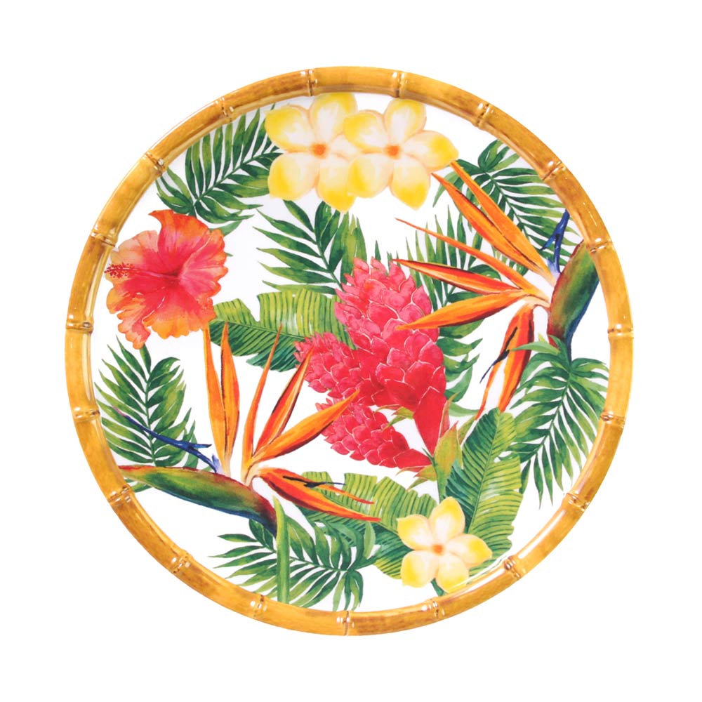 Petite assiette mélamine Fleurs Exotiques 23 cm, LES JARDINS DE LA COMTESSE