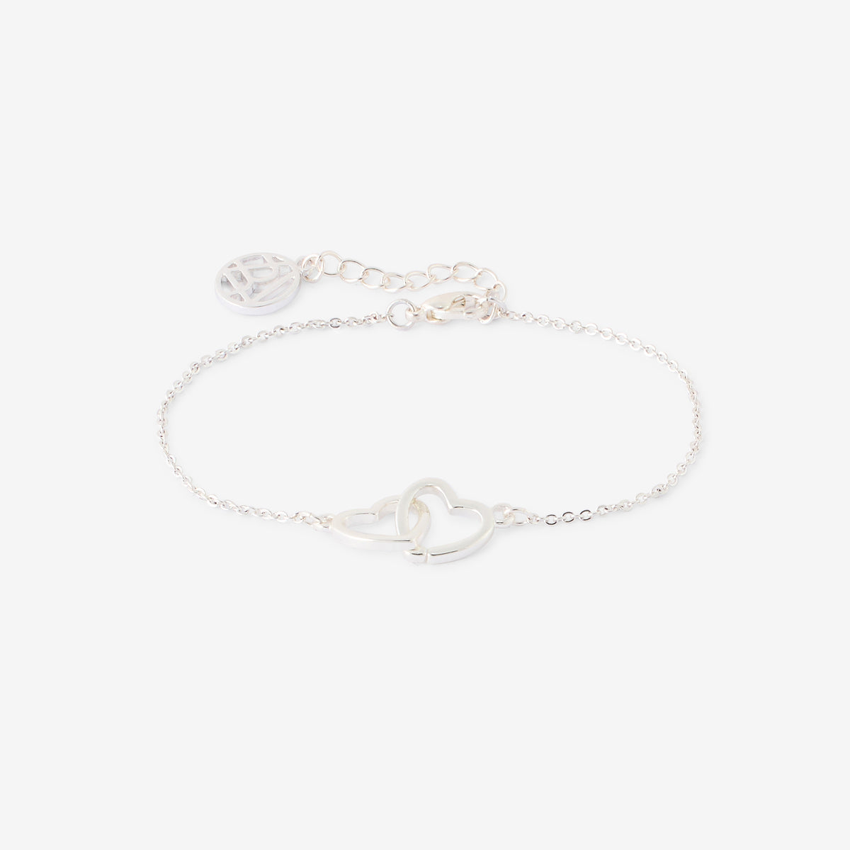 Bracelet chaîne fine cœurs entremêles argentés, BALABOOSTE