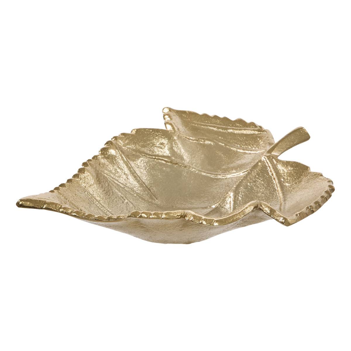 Vide-poche de Noël en aluminium forme feuille or L. 22 cm, FEERIC LIGHTS & CHRISTMAS