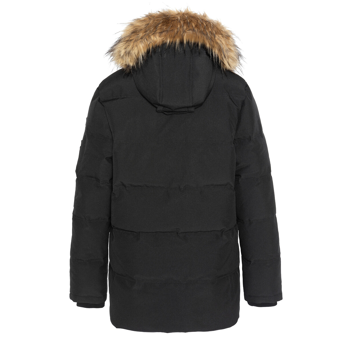 Hooded Winter Padded Jacket with Faux Fur Trim, Mid-Length