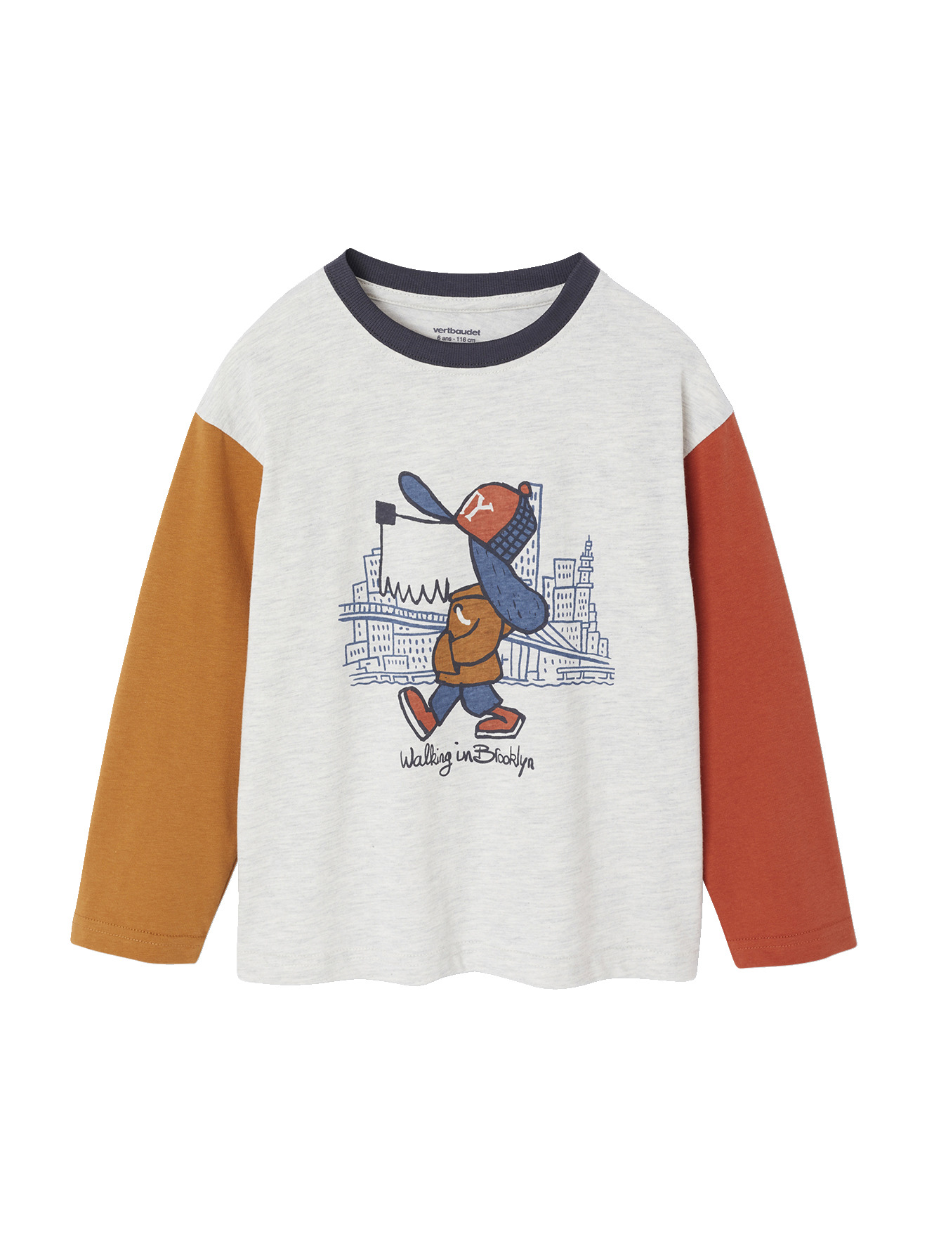 Tee-shirt longues manches colorblock, VERTBAUDET