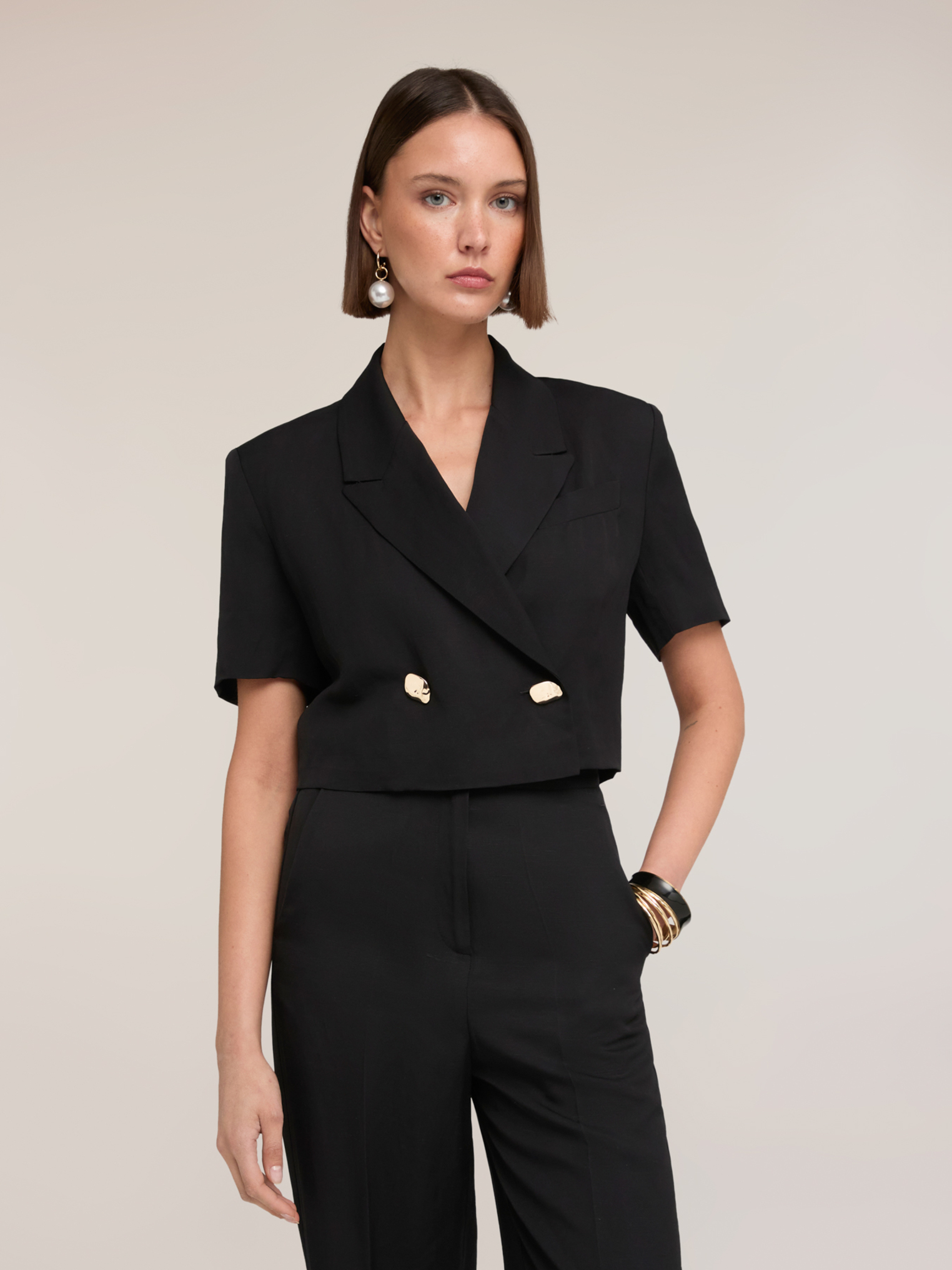 Veste courte double boutonnage manches courtes, MOTIVI
