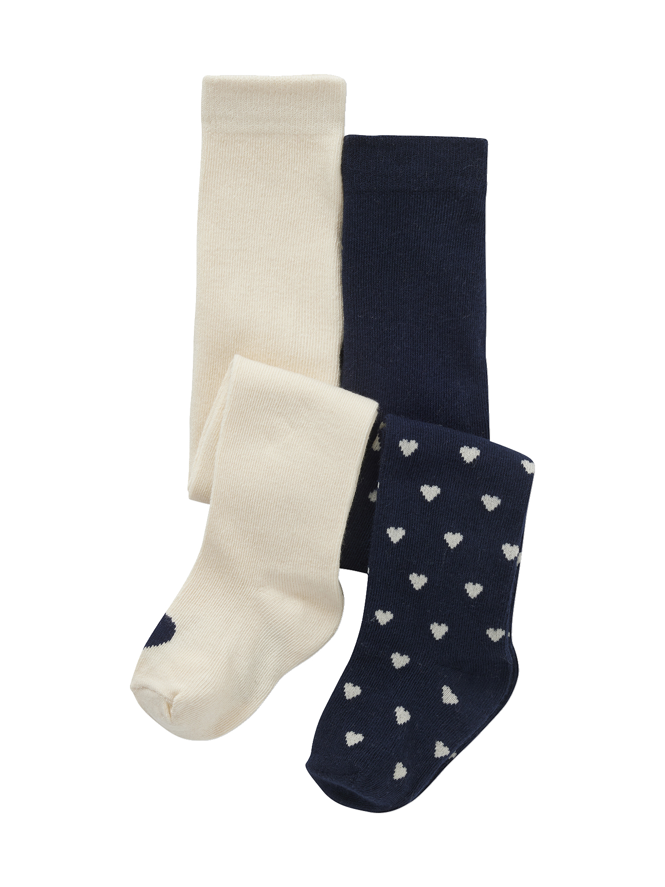 Lot de 2 paires de collants motifs coeurs, VERTBAUDET