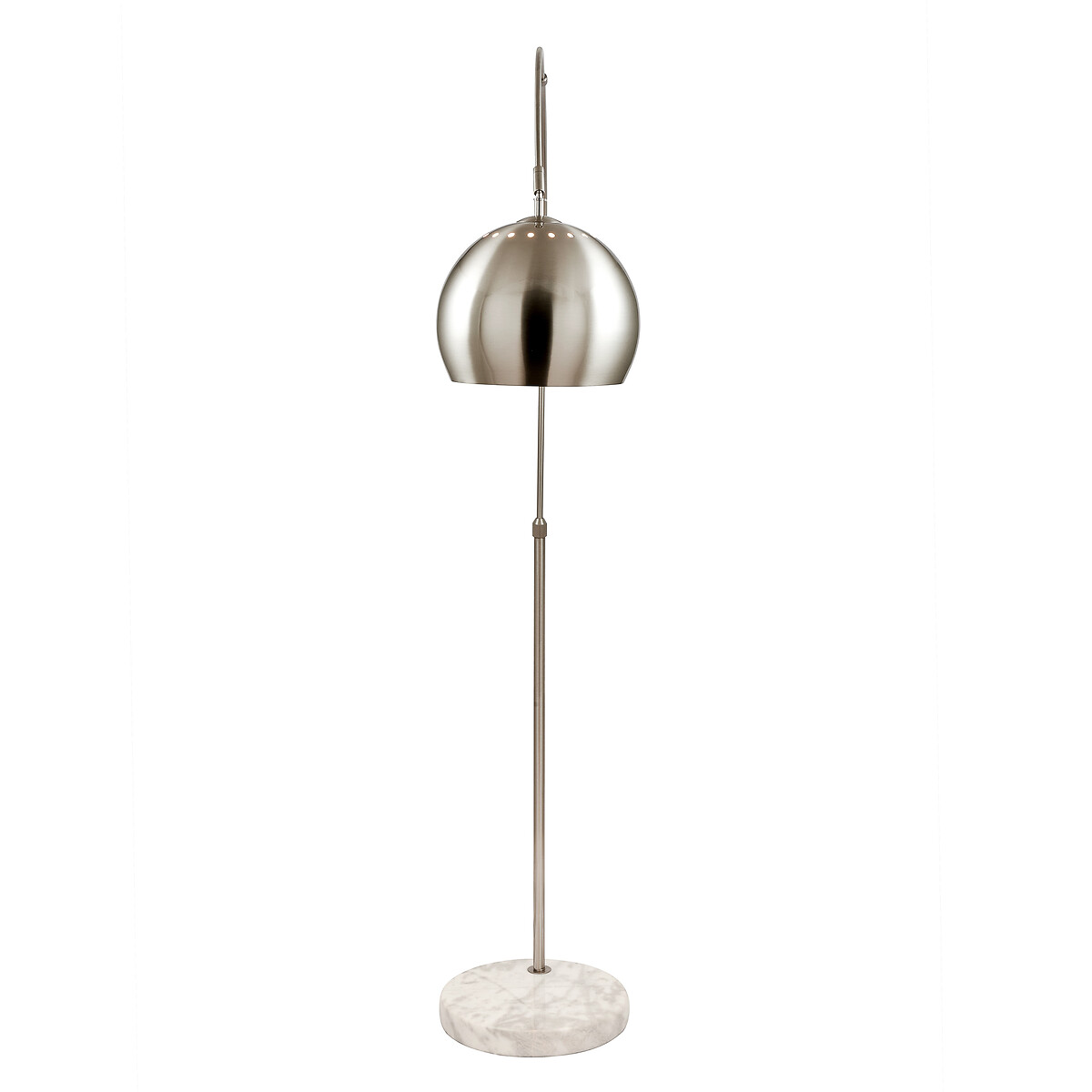 Fia Brushed Metal and White Marble Floor Lamp, SO'HOME