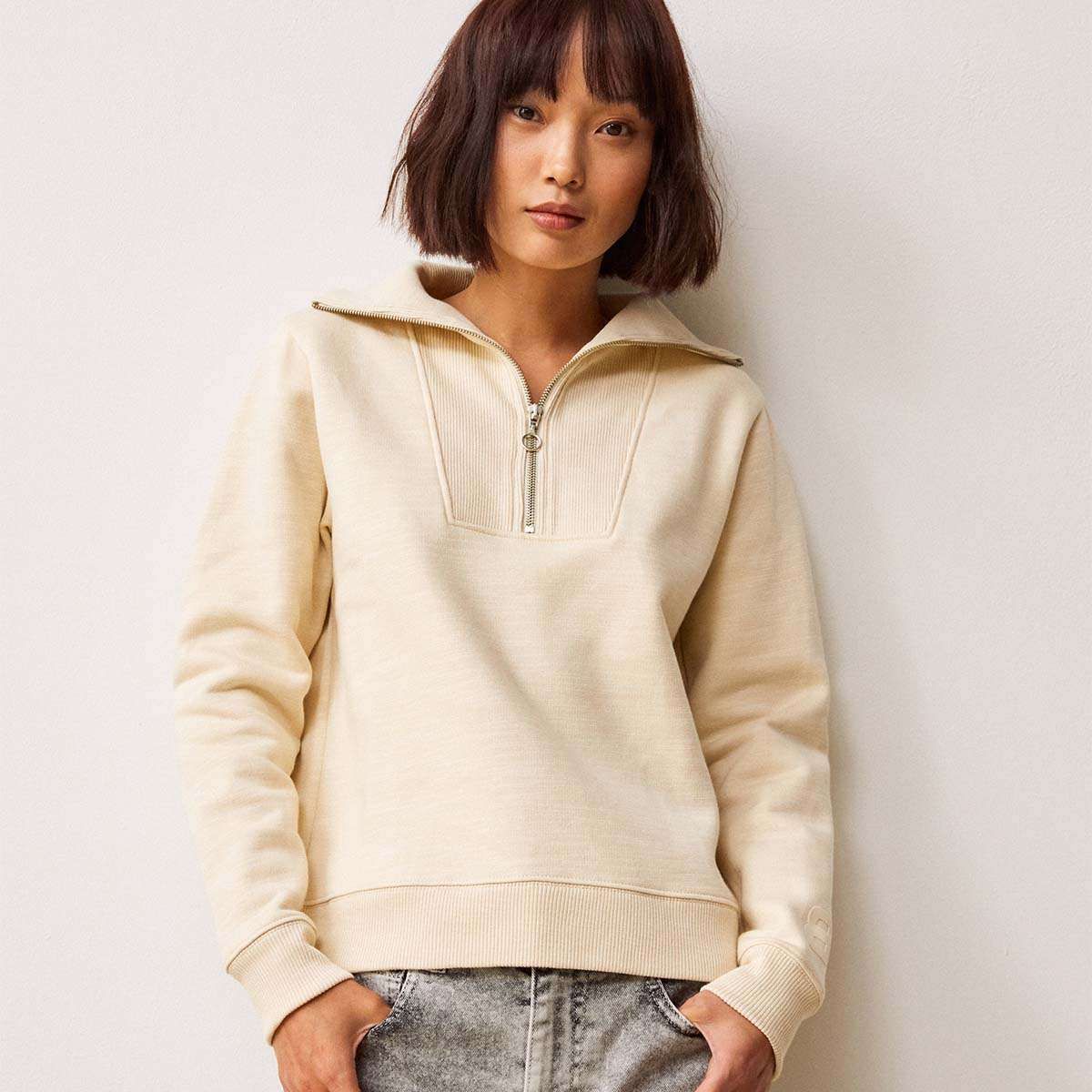 Sweat zippé molleton discount femme