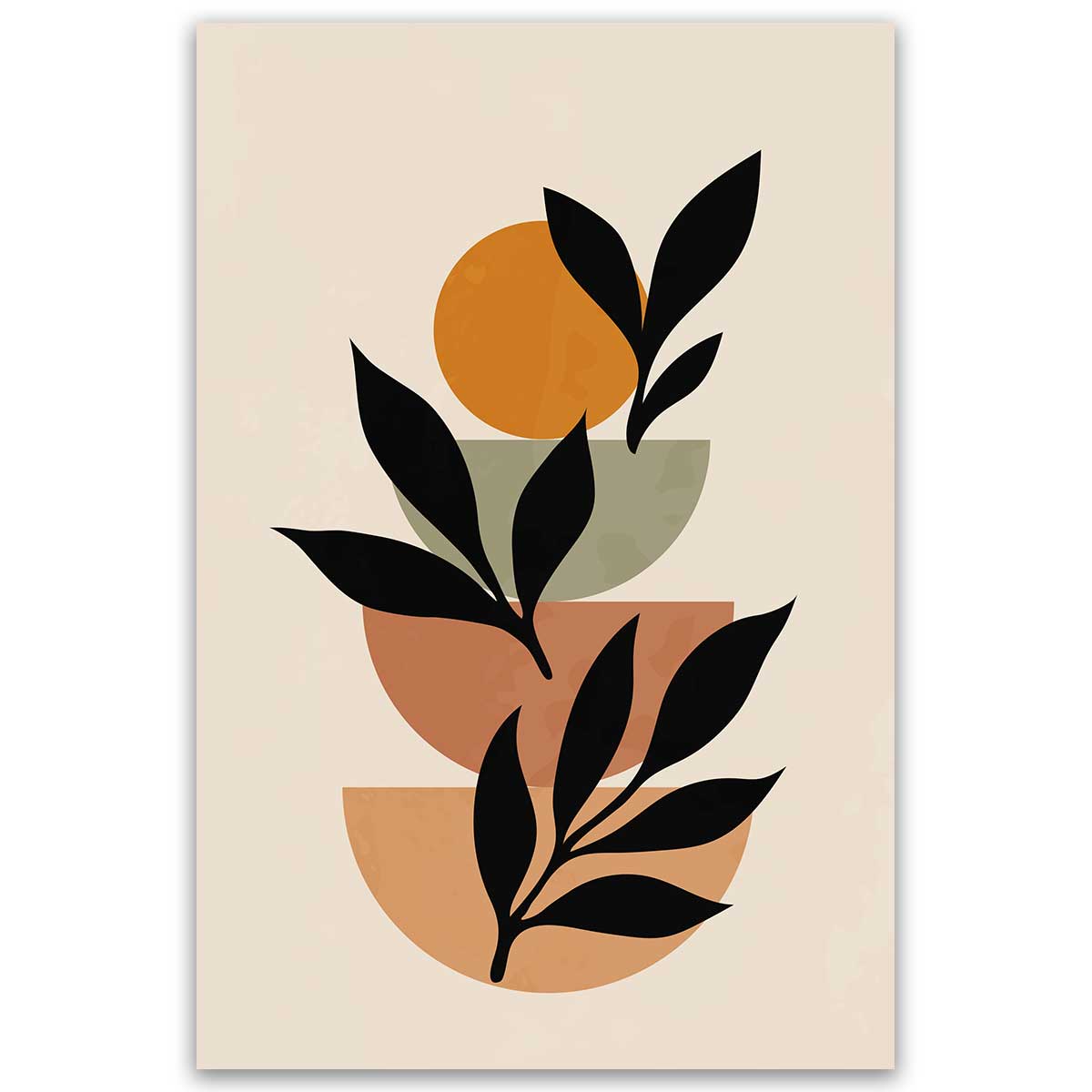Tableau botanique abstrait soleil moderne, HEXOA
