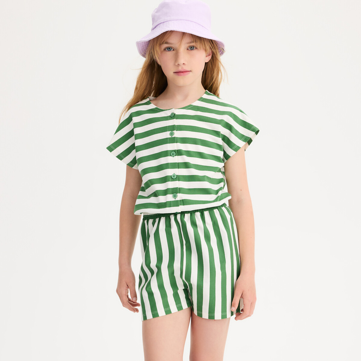Gestreepte jumpsuit met korte mouwen