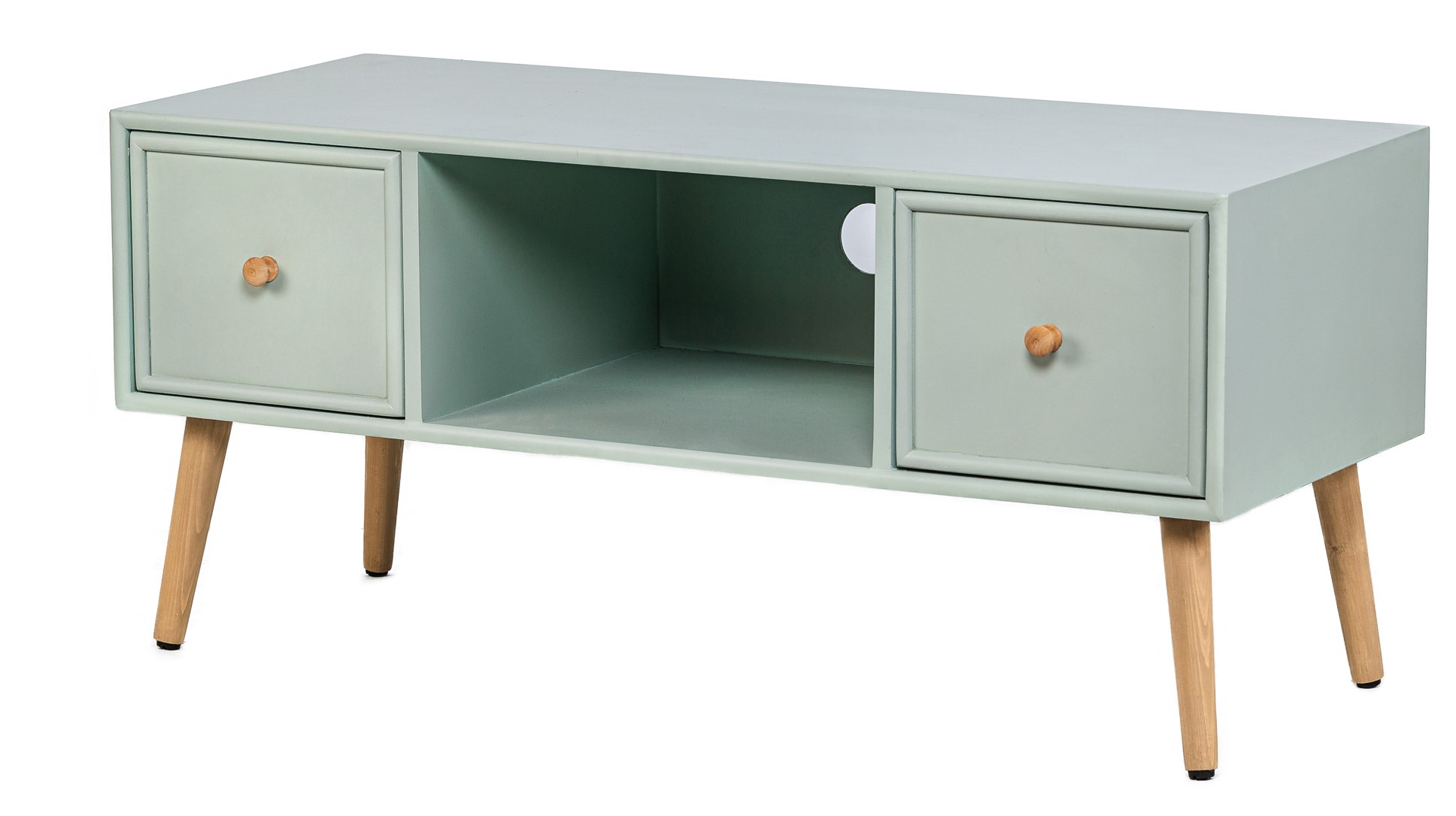 Meuble TV 2 tiroirs, bois, AKITA, NORDLYS