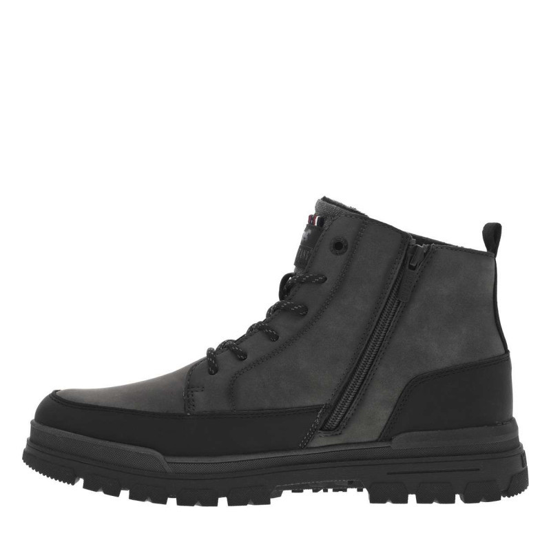 Bottines grises à talon plat pourvues d'une fermeture zippée et de lacets, MUSTANG
