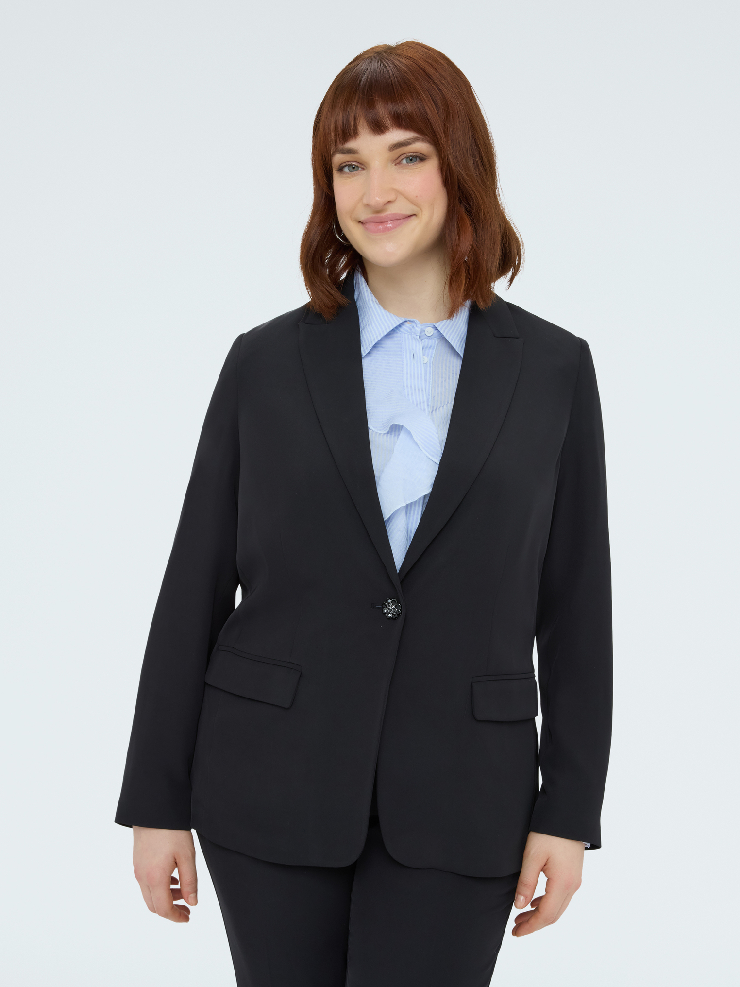 Blazer structuré avec bouton bijou, FIORELLA RUBINO