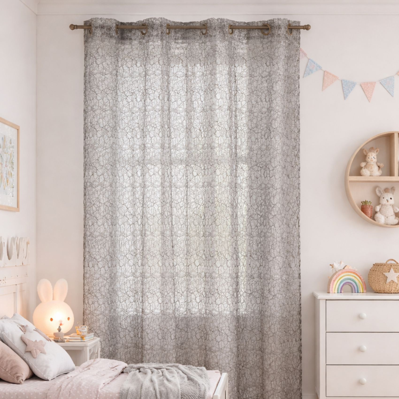 Rideau voilage broderie ton sur ton, HOME MAISON