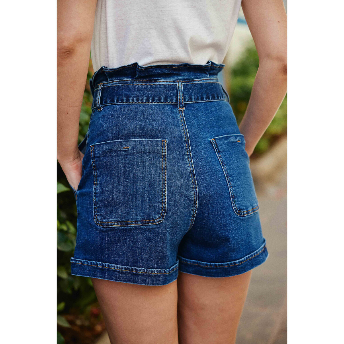 Denim shorts with long 2024 pockets