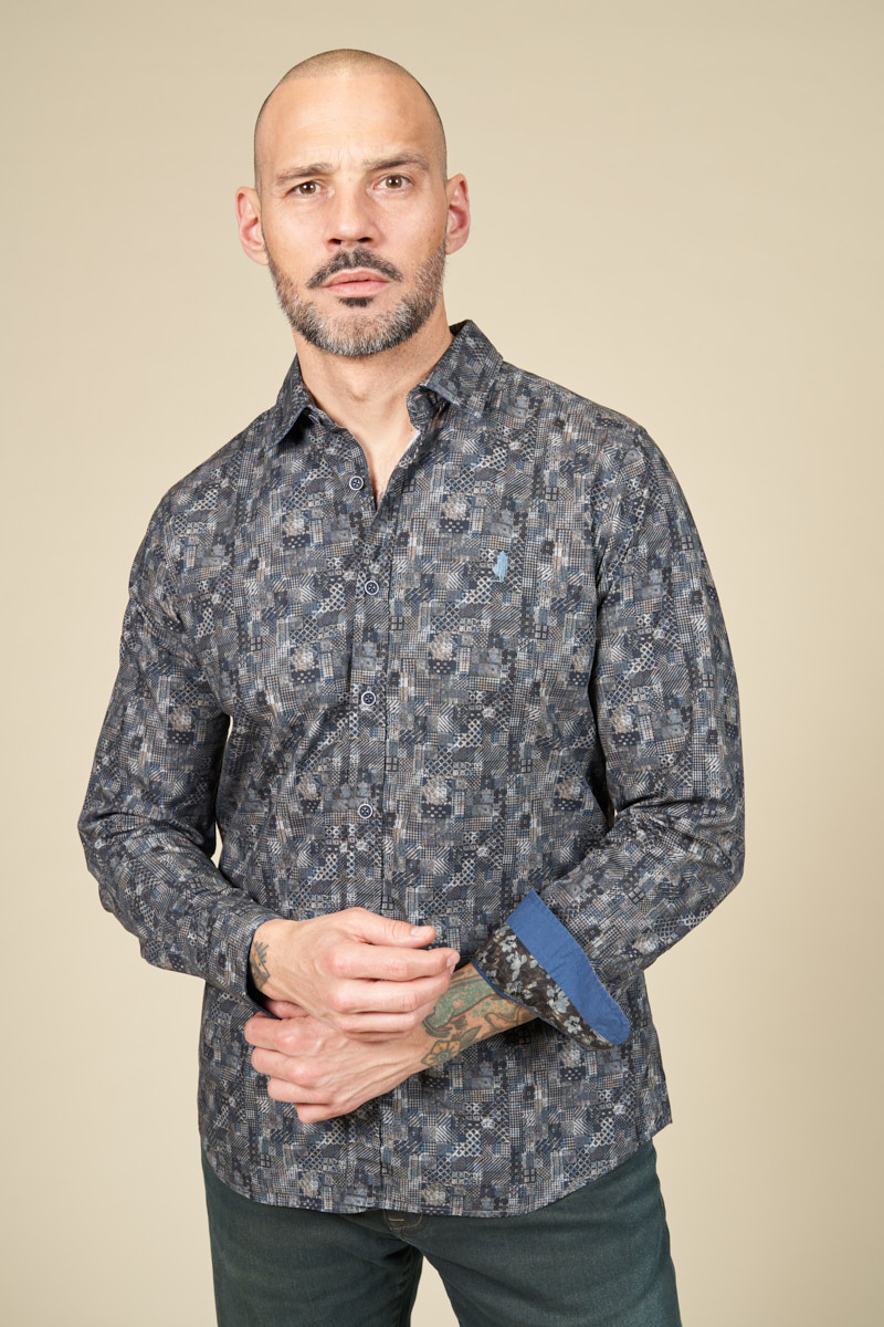 Chemise imprimée à motifs patchwork, MCS