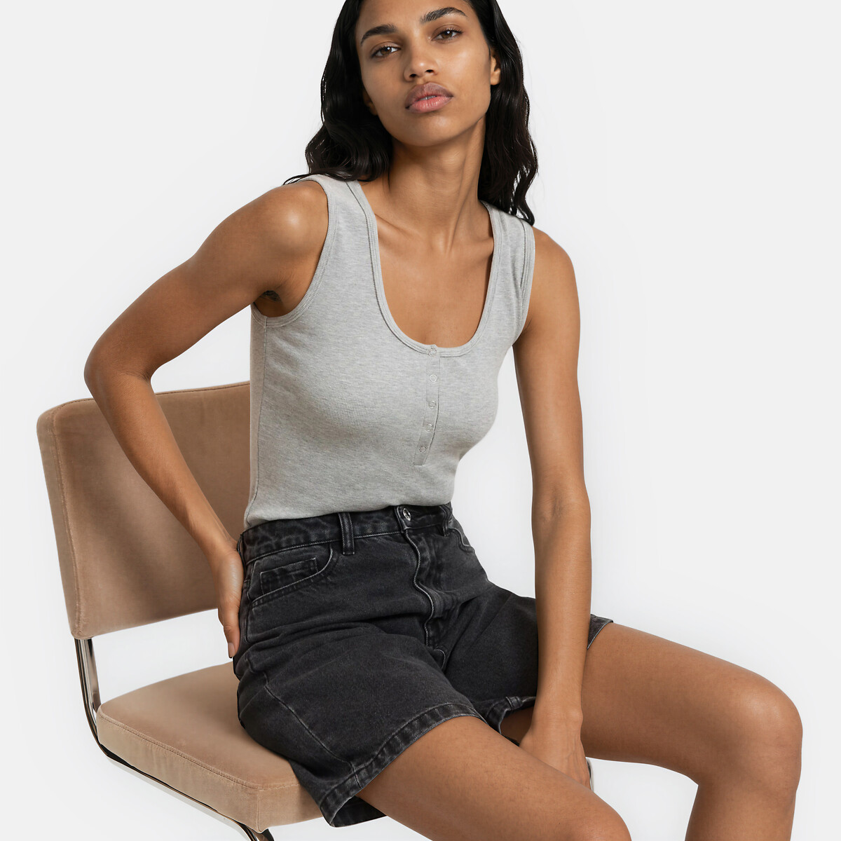 Canotta scollo tunisino, spalline larghe, LA REDOUTE COLLECTIONS