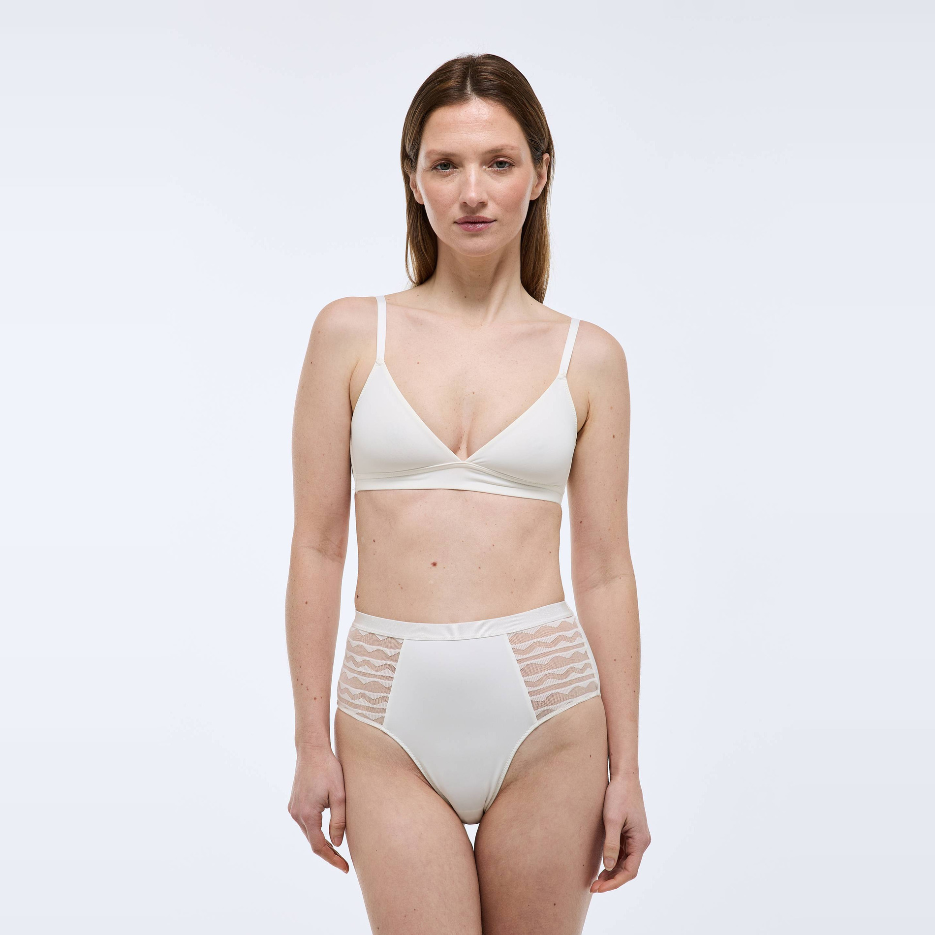 Culotte taille haute FATOU en microfibre et dentelle, MONOPRIX