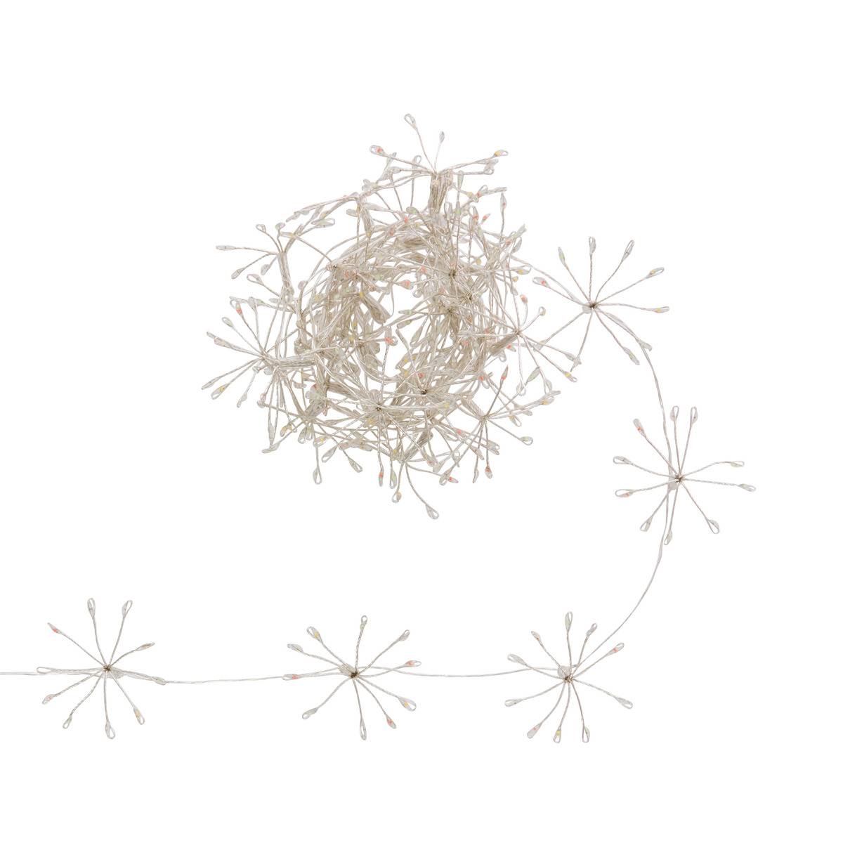 Guirlande lumineuse à pompons d'intérieur 4 m 400 LED blanc froid fil cuivre à piles, FEERIC LIGHTS & CHRISTMAS