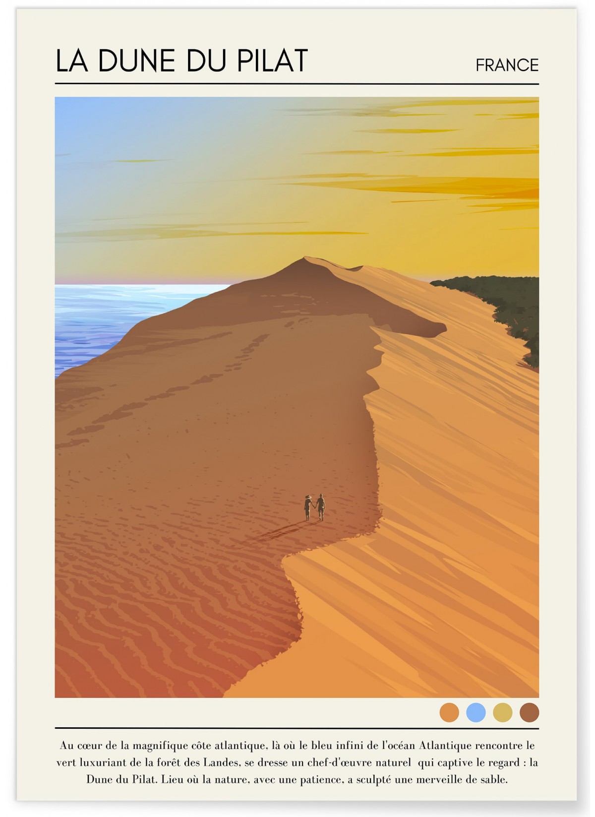 Affiche La Dune du Pilat Vintage, L'AFFICHERIE
