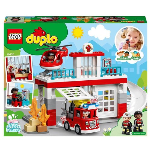 La caserne et l'hélicoptère des pompiers Lego