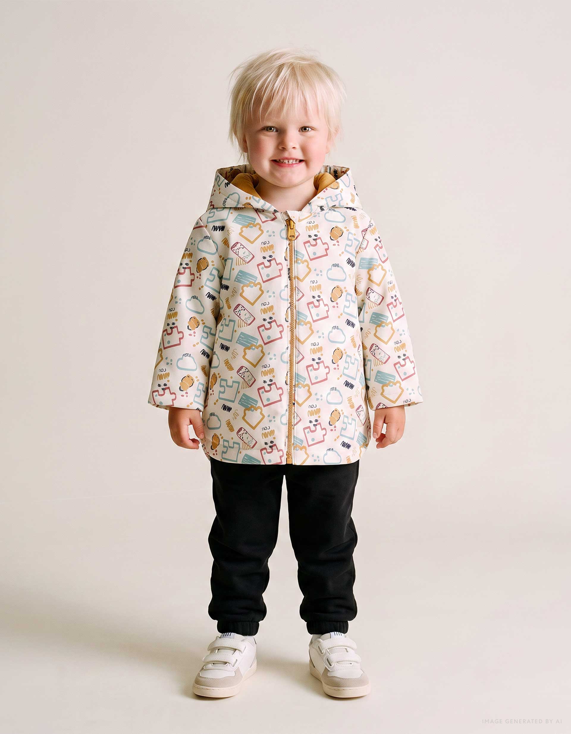 Parka rembourrée en caoutchouc avec capuche et imprimé, ZIPPY